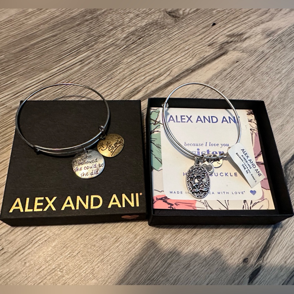 Alex and Ani Silver and Gold Charm Bracelets